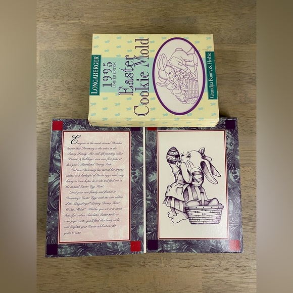 Longaberger Easter Cookie Mold Vintage In Box 1995 & 1996 Easter‎ Bunny & Basket - Picture 5 of 16